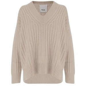 Allude V-Neck Cashmere Sweater With Rib Knitting And Elasticized Edges - NWT